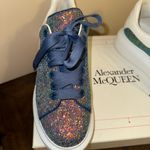Alexander McQueen  Womens Blue Glitter-1-1/2" Platform Wedge‎ Sneakers Shoes 37.5 Photo 2