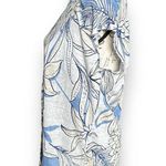 H by Halston New H Halston 100% Linen Knit Button Back Cap Sleeve Top Blue Floral Print Small Photo 4
