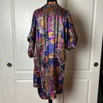 VINTAGE PAISLEY FUNKY PSYCHEDELIC PRINT KIMONO CARSIGAN DUSTER ROBE Purple Size undefined Photo 1