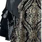 Venus Black & Metallic Sequin Velvet Dress with Sheer Sleeves NWT Photo 2