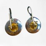 Silpada  Sterling Silver 14k Gold Hammered Round Disc Earrings W1367 Photo 0