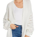 Harper Heritage size M loose weave oversized balloon popcorn sleeves cardigan. White Size M Photo 0