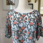 Anthropologie  Moulinette Soeurs Floral Embroidered Mesh Tunic Sky $130 XS Photo 2