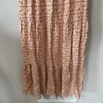 Polagram Women's Size Large Pink Maxi Dress Floral Short Sleeve Smocked Top Boho Photo 2