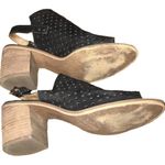 Melrose and Market Black Leather Suede Heels Open Toe Shoe Perforated Photo 3