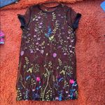 SheIn Black Floral Embroidered Mini Dress with Bag Photo 0