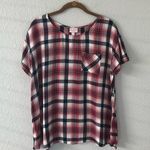 Isabel Maternity Red Plaid Short Sleeve Top Photo 0