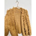 Lush Clothing LUSH Anthropology Tan Loop Shaggy Fringe Open Style Cardigan size Medium/ Large Photo 4