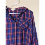 Cloth & Stone  Blue Plaid Flannel Casual Button Up Camp Shirt Womens XS Photo 1