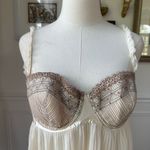 Flora Nikrooz Flora Cream Lace Accordion Pleat Built-In Bra Babydoll Nightie Camisole XL Photo 2