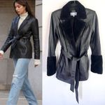 Reformation Veda Park Tie Waist Leather Jacket Shearling Sz S Photo 1