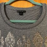 Lafayette 148  New York Gray Grey Silver Sequin Long Sleeve T-Shirt Size Small Photo 2