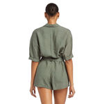 Vitamin A  Green Linen Playa Romper Size Medium Beach Coverup Belted NWOT Coastal Photo 2