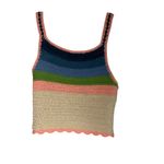POL Woven Crochet Tank Top Multi-Color Pink Trim Natural Navy Blue Medium Photo 9