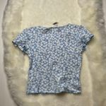 destined Blue Floral Cropped Tee Shirt Photo 1