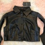 Edikted Leather Sleeve Cutout Crop Top Photo 2