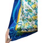 Vintage Woman Scarf Godiva Blue White Green Yellow Silk Morning Glory Classic Photo 8