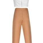 **HP** NEW High Bow Tie Waist Crop Pants & Top Set White Size L Photo 3