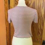 Live in the Moment Pink Striped Baby Doll Cropped T Shirt Photo 10