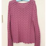 Charter Club Large 100% Cotton Pink Sweater Scallop Open Knit Crochet Photo 7