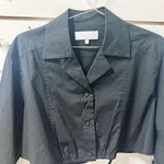 L'Academie NWOT Kinsley Flare Sleeve Collared Button Crop Top Black Women's XS Photo 3