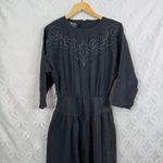 PG Collections Western Style Black Denim Dress with White Embroidery Size 10 Photo 12