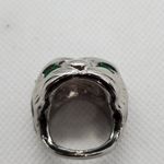 Silver, Black, & Green Tiger Head Ring Silver Size 6 Photo 5
