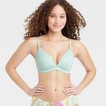 NWOT Auden Lightly Lined Sea foam Green Lace Wireless Plunge Bralette Size 34B Photo 0
