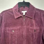Charter Club  Women’s Medium Corduroy Jacket Purple Zip Front Long Sleeve Photo 4