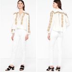 Sandro  Button Front White Slim Jeans Raw Hem Photo 1