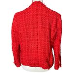 ZARA  Woman Red Tweed Bouclé Blazer Jacket,Parisian Chic, Statement Piece M Photo 7