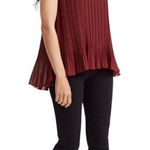 Club Monaco Womens Burgundy Sleeveless Pleated A Line Swing Blouse Size XS NWT Photo 0