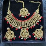 Indian Pakistani complete wedding jewelry set Red Photo 4