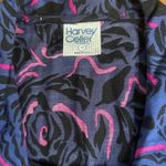 Vintage 80s Harvey Celler Blue Pink Rose Floral Drop Waist Dress w Neck Tie M Size M Photo 1