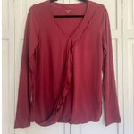Garnet Hill cotton wine collared ruffle blouse large Photo 1