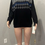 Alfred Dunner  Diamond Pattern Sweater Size 1X LA SCALA BLACK SHINE SILVER NWT#83 Photo 0