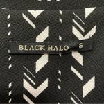 Black Halo  Sheath Dress Sz S Black & White Geometric Print Pattern Stretch Knit Photo 2