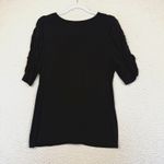 frame denim FRAME Shirt Womens XL Black Ruched Keyhole Minimalist Capsule Essential Work Photo 6