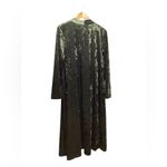 Pyramid Collection. Crushed velvet open front long duster. Olive Green. Large Green Photo 8