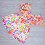 Peach Love California Peach love rainbow sheer print puff short sleeve midi dress with under slip sm Photo 2