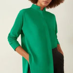 ADAY Something Borrowed Shirt Womens XS Emerald Green Minimalist Travel Chic Photo 0