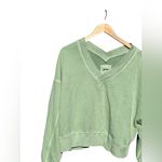 Aerie House Party oversized Cropped sweatshirt in Festive Ticket Green Photo 6