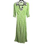 RIXO London Mia Dress Green Retro Micro Floral Swirl Size 2 Shirt Dress Photo 2