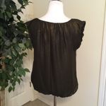 Max Studio Gold & Black Shimmering Ruffle Cap Sleeves Round Neck XS Photo 3