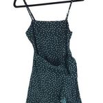 Princess Polly  Caesura Mini Dress Side Tie Ruffle Polka Dot Green White 4 Photo 0
