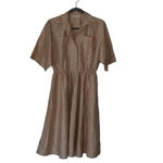 Utility Vintage 80s Button Down Fit and Flare Khaki Belted Shirtdress pockets Photo 2