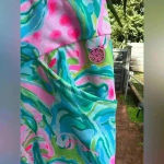 Lilly Pulitzer Luxletec Pants Floral Resort Beach Gold Hot Pink Green Sri Lanka Photo 3