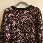 Joie  Cropped Sweatshirt Crew Neck Leaf and Floral Print Pullover Maroon XL NWT Photo 12