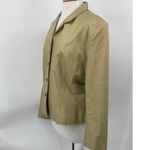 Vintage Leather Jacket Single Breasted Button Down Collared Beige Womens Large Tan Photo 3