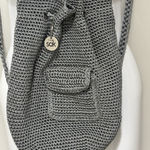 The Sak Bohemian Gray Crochet Drawstring Backpack Bucket Bag Purse Photo 0